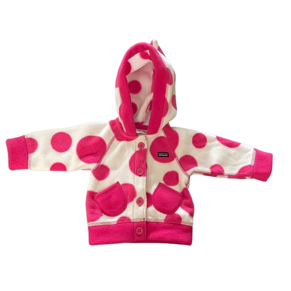 Patagonia 3M Fleece Pink & White Polka Dot Sweater